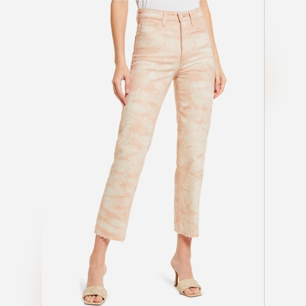AG Alexxis High Waist Straight Leg Crop Jeans, TIE DYE MAUVE ORCHID, Size 24